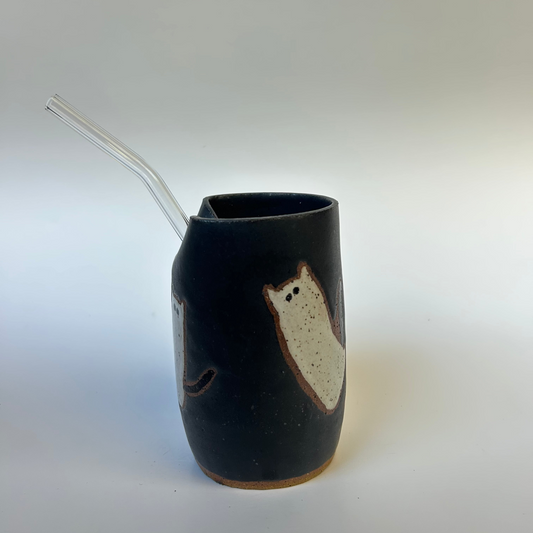 STRAW TUMBLER - SPOOKY CAT GHOSTS